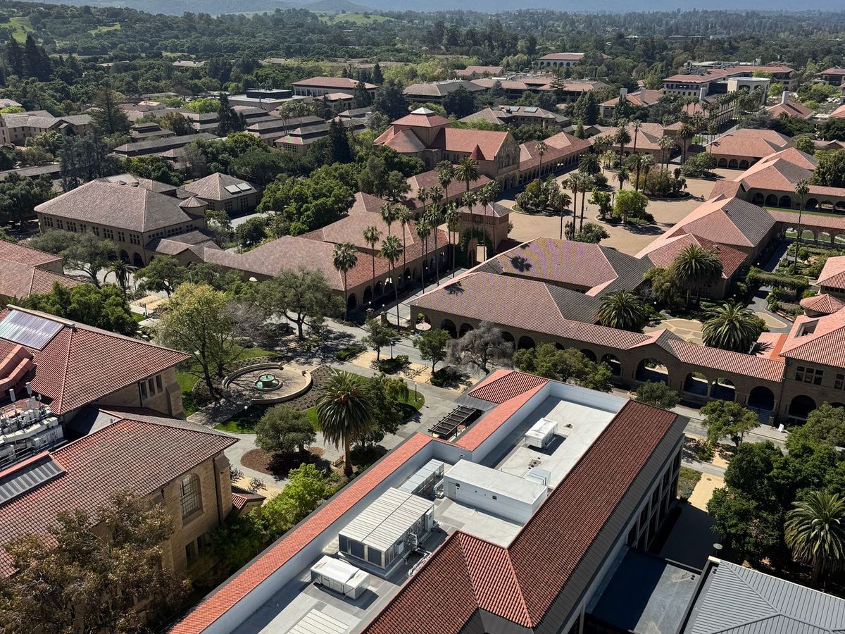 Red tiled roofs of the Stanford campus in Palo Alto