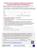 Thumbnail of the Clean Money volunteer and donate form